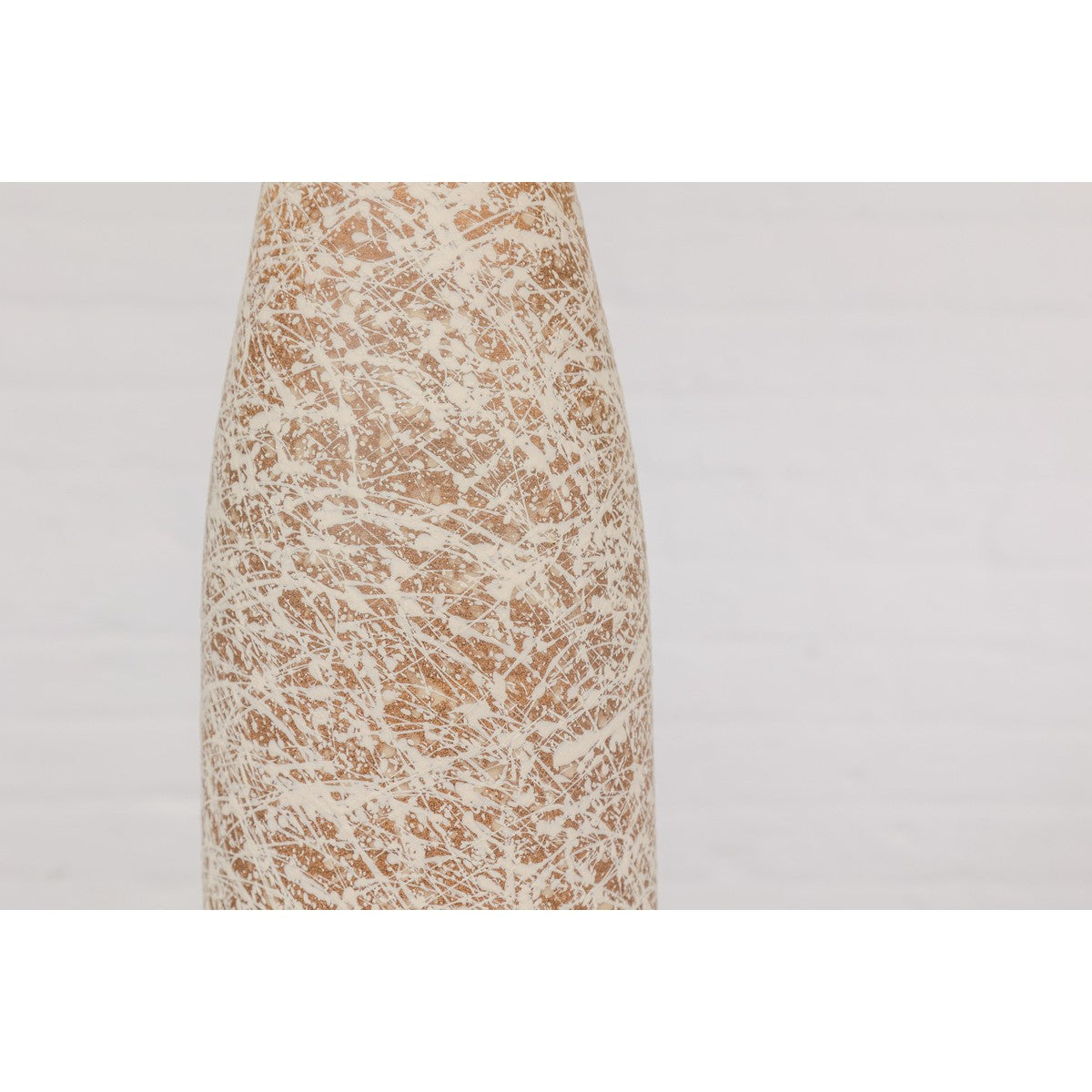 Earthy Brown and Cream Ceramic Vase with Energetic Dripping Décor-10. Asian & Chinese Furniture, Art, Antiques, Vintage Home Décor for sale at FEA Home