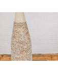 Earthy Brown and Cream Ceramic Vase with Energetic Dripping Décor-7. Asian & Chinese Furniture, Art, Antiques, Vintage Home Décor for sale at FEA Home