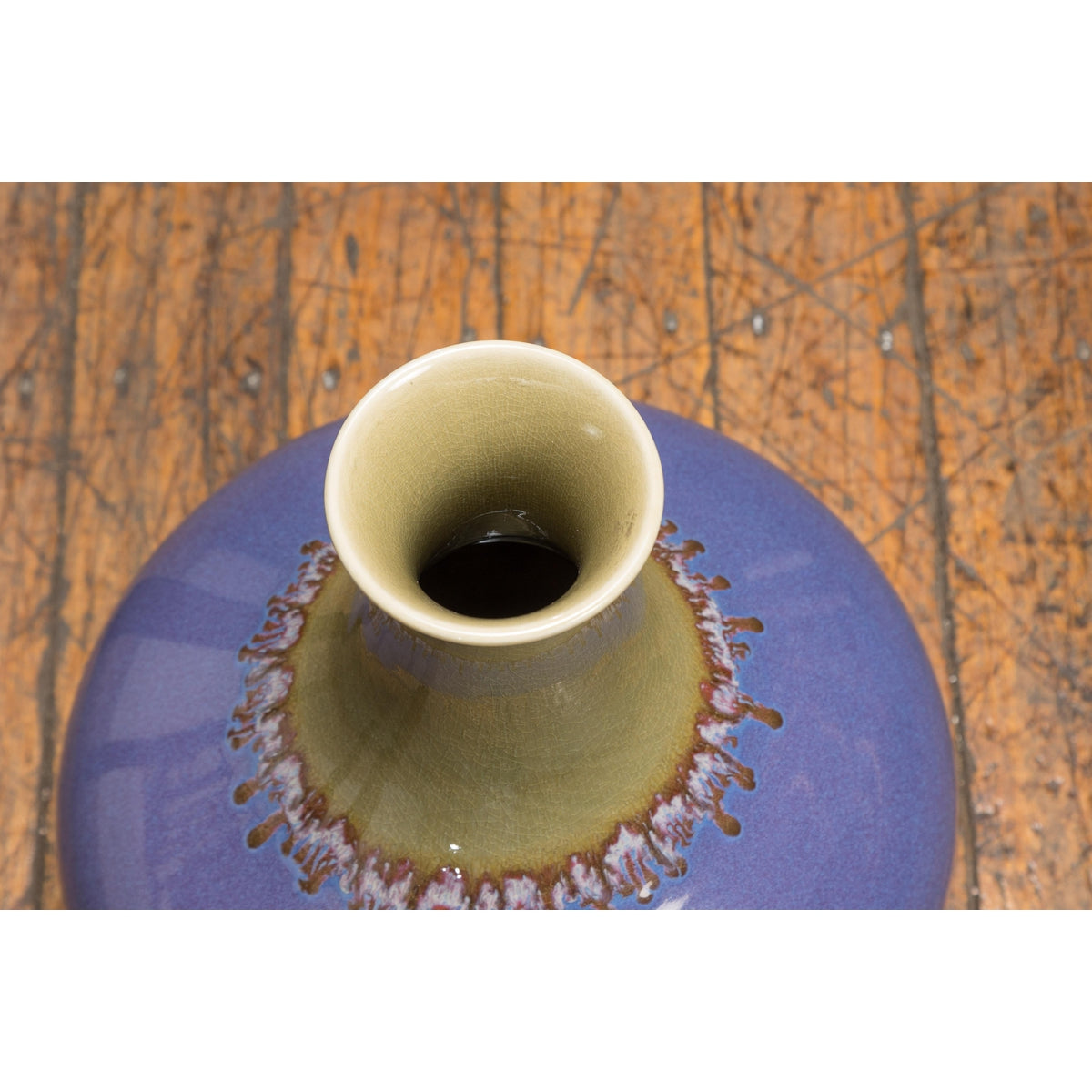 Contemporary Purple and Green Ceramic Vase-13. Asian & Chinese Furniture, Art, Antiques, Vintage Home Décor for sale at FEA Home