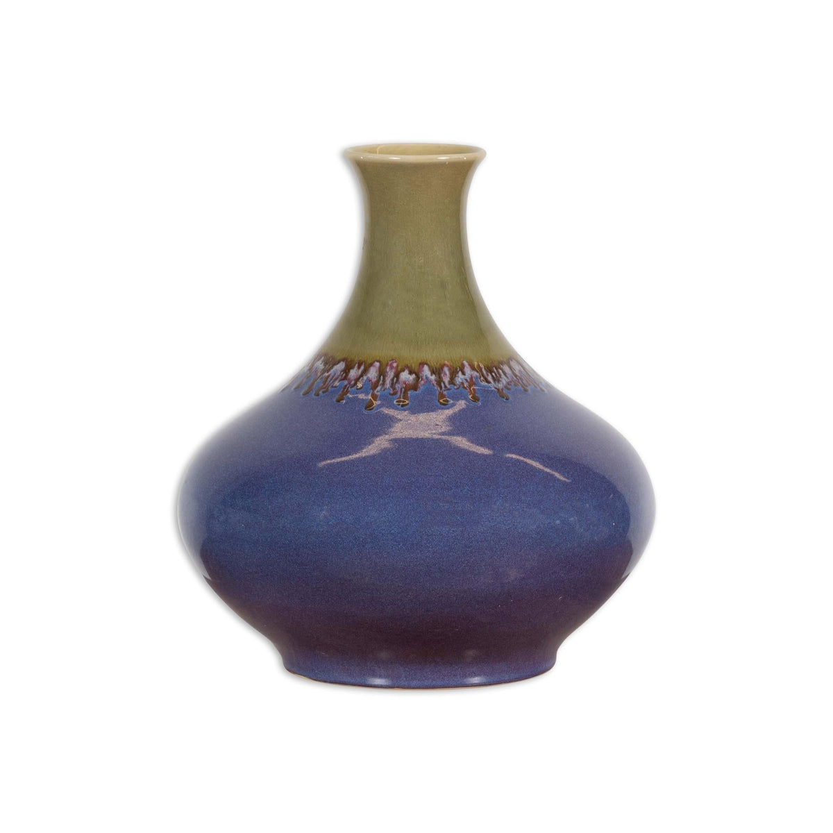 Contemporary Purple and Green Ceramic Vase-15. Asian & Chinese Furniture, Art, Antiques, Vintage Home Décor for sale at FEA Home