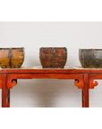 Wooden Rice Measure Baskets with Handles and Metal Accents, Sold Each-11. Asian & Chinese Furniture, Art, Antiques, Vintage Home Décor for sale at FEA Home