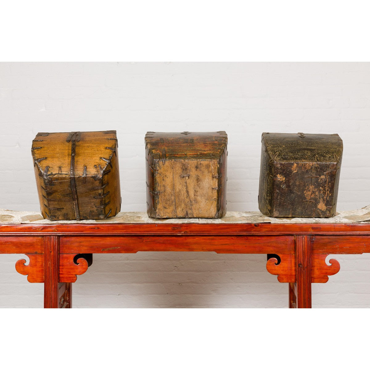 Wooden Rice Measure Baskets with Handles and Metal Accents, Sold Each-13. Asian & Chinese Furniture, Art, Antiques, Vintage Home Décor for sale at FEA Home