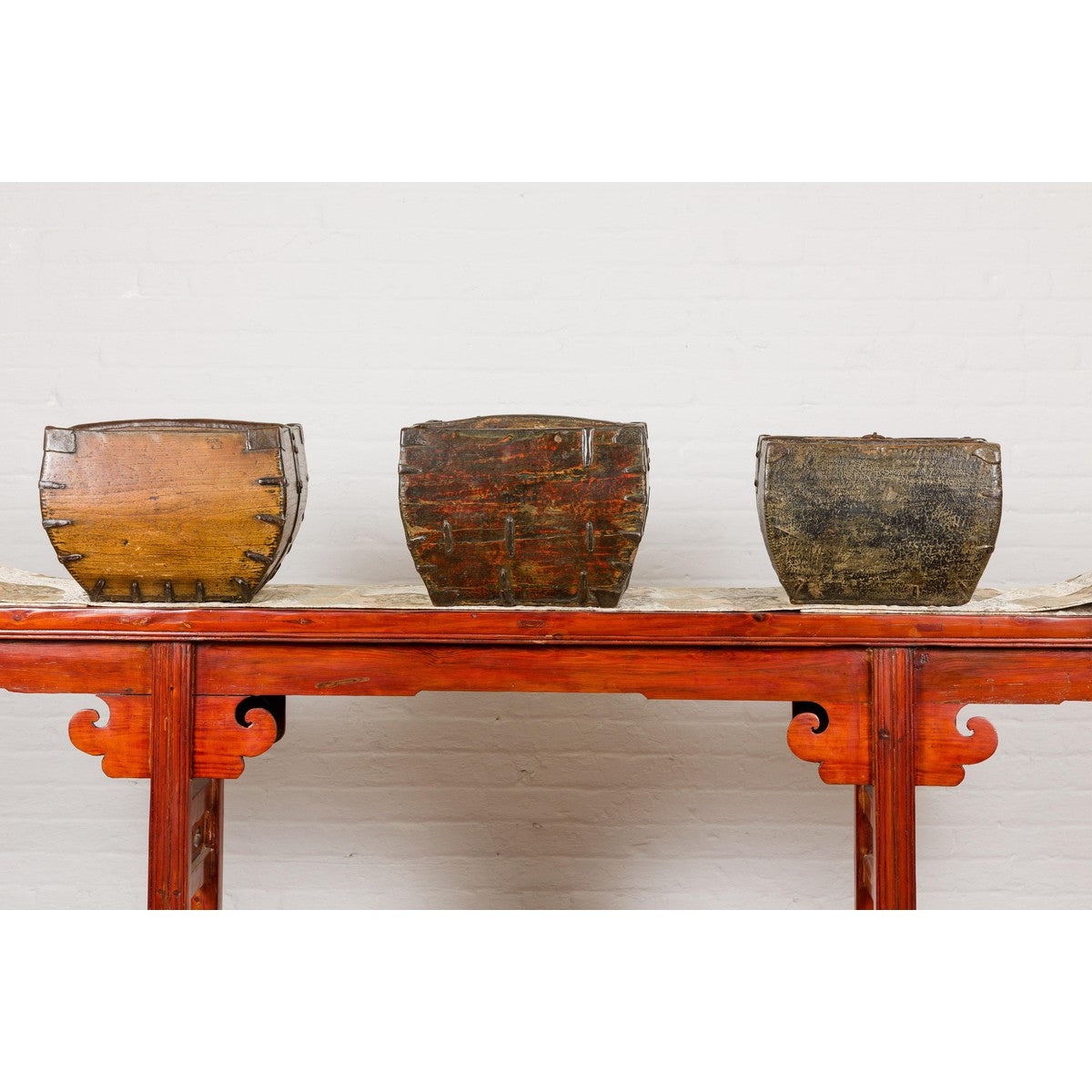 Wooden Rice Measure Baskets with Handles and Metal Accents, Sold Each-2. Asian & Chinese Furniture, Art, Antiques, Vintage Home Décor for sale at FEA Home