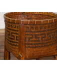 Brown Woven Rattan Baskets With Friezes on Raised Legs-11. Asian & Chinese Furniture, Art, Antiques, Vintage Home Décor for sale at FEA Home