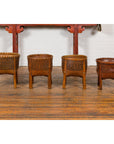 Brown Woven Rattan Baskets With Friezes on Raised Legs-14. Asian & Chinese Furniture, Art, Antiques, Vintage Home Décor for sale at FEA Home