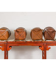Brown Woven Rattan Baskets With Friezes on Raised Legs-16. Asian & Chinese Furniture, Art, Antiques, Vintage Home Décor for sale at FEA Home