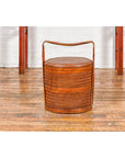 Two-Tiered Bamboo and Rattan Lidded Food Basket with Large Handle-12. Asian & Chinese Furniture, Art, Antiques, Vintage Home Décor for sale at FEA Home