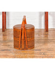 Two-Tiered Bamboo and Rattan Lidded Food Basket with Large Handle-13. Asian & Chinese Furniture, Art, Antiques, Vintage Home Décor for sale at FEA Home