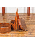 Two-Tiered Bamboo and Rattan Lidded Food Basket with Large Handle-14. Asian & Chinese Furniture, Art, Antiques, Vintage Home Décor for sale at FEA Home