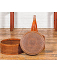 Two-Tiered Bamboo and Rattan Lidded Food Basket with Large Handle-15. Asian & Chinese Furniture, Art, Antiques, Vintage Home Décor for sale at FEA Home