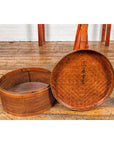 Two-Tiered Bamboo and Rattan Lidded Food Basket with Large Handle-17. Asian & Chinese Furniture, Art, Antiques, Vintage Home Décor for sale at FEA Home