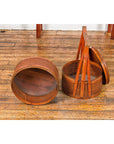 Two-Tiered Bamboo and Rattan Lidded Food Basket with Large Handle-18. Asian & Chinese Furniture, Art, Antiques, Vintage Home Décor for sale at FEA Home
