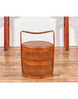 Two-Tiered Bamboo and Rattan Lidded Food Basket with Large Handle-4. Asian & Chinese Furniture, Art, Antiques, Vintage Home Décor for sale at FEA Home