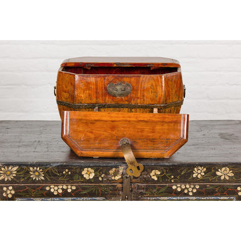 Wooden Box with Brass Lock and Removable Top-YN7931-11. Asian & Chinese Furniture, Art, Antiques, Vintage Home Décor for sale at FEA Home