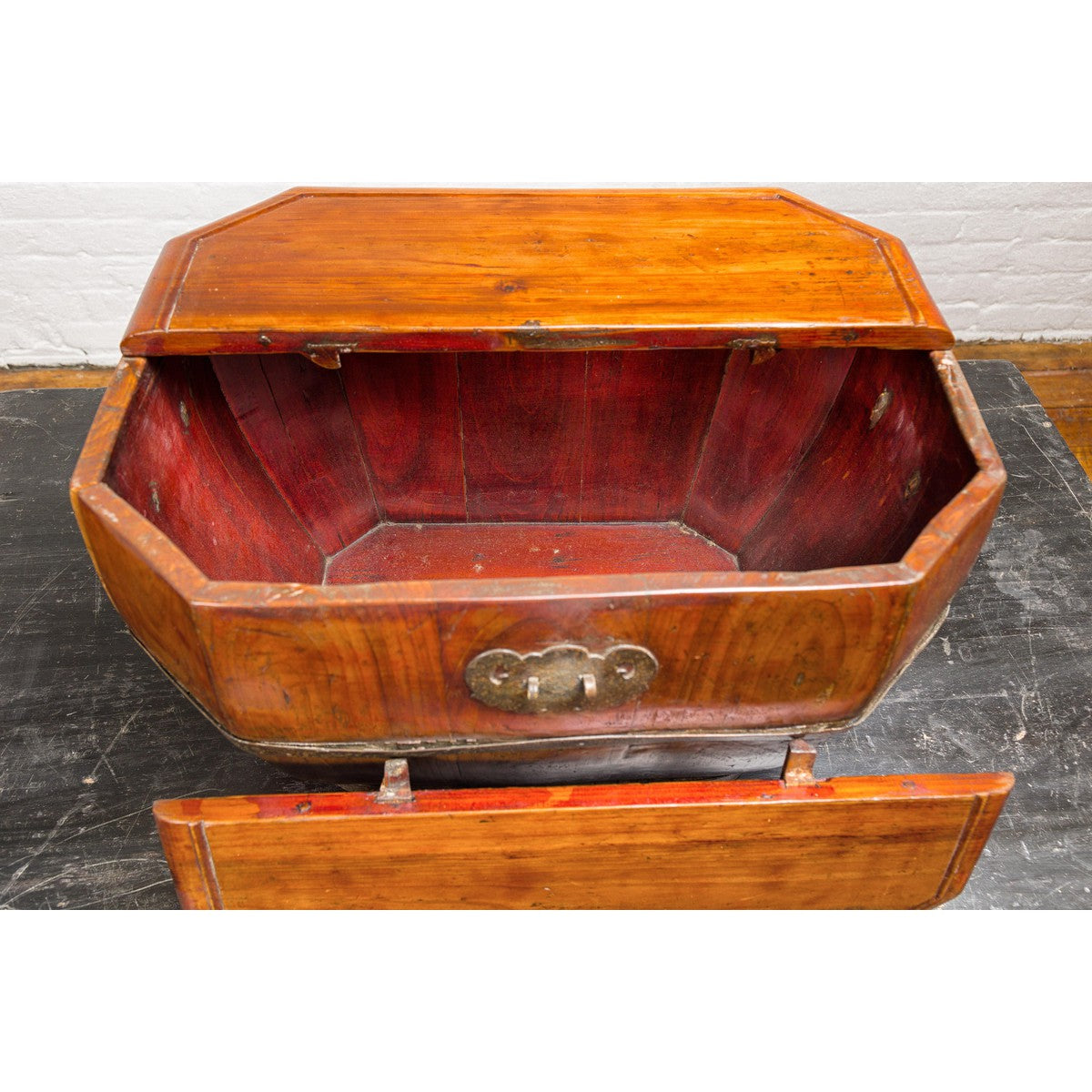 Wooden Box with Brass Lock and Removable Top-12. Asian & Chinese Furniture, Art, Antiques, Vintage Home Décor for sale at FEA Home