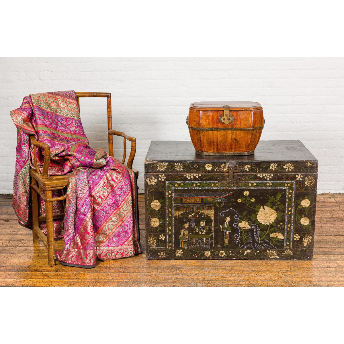 Wooden Box with Brass Lock and Removable Top-13. Asian & Chinese Furniture, Art, Antiques, Vintage Home Décor for sale at FEA Home