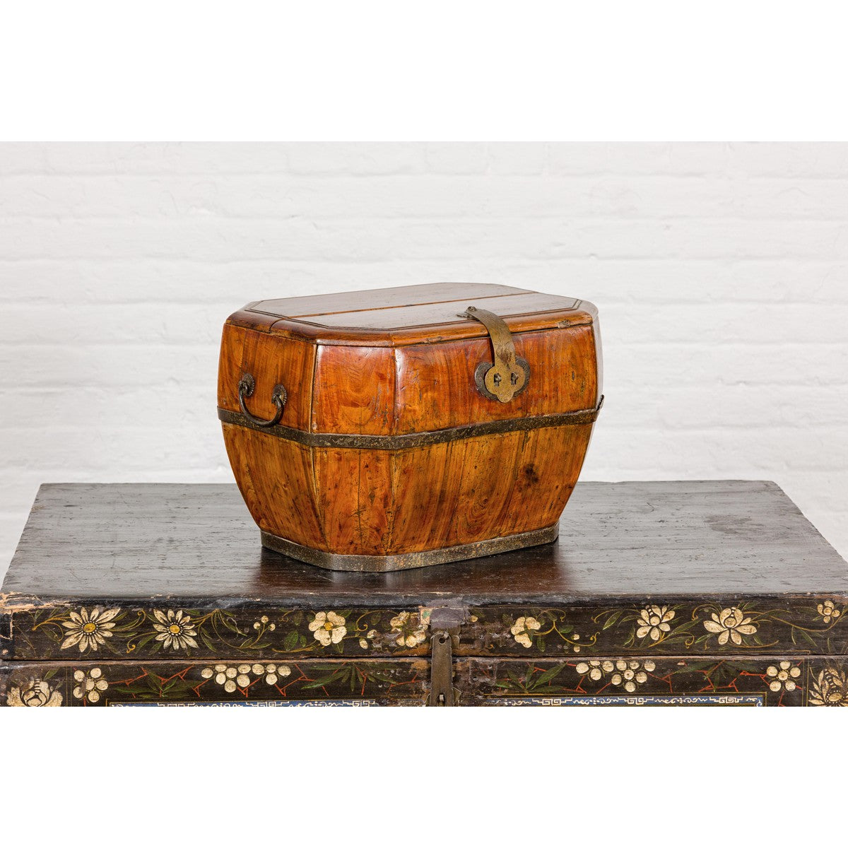 Wooden Box with Brass Lock and Removable Top-14. Asian & Chinese Furniture, Art, Antiques, Vintage Home Décor for sale at FEA Home