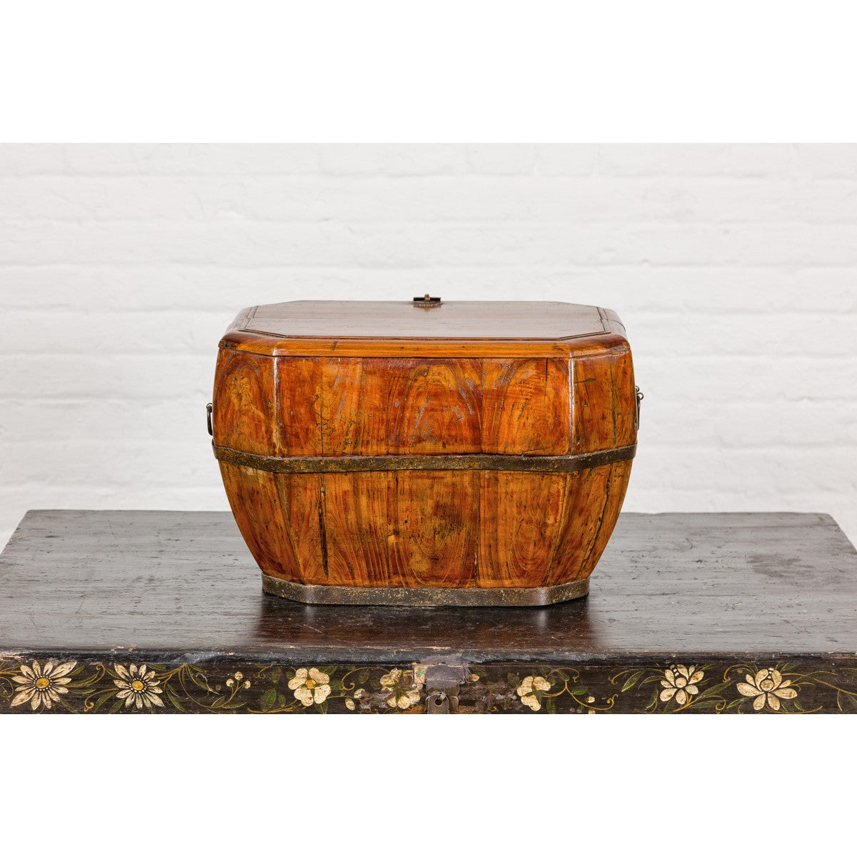 Wooden Box with Brass Lock and Removable Top-16. Asian & Chinese Furniture, Art, Antiques, Vintage Home Décor for sale at FEA Home