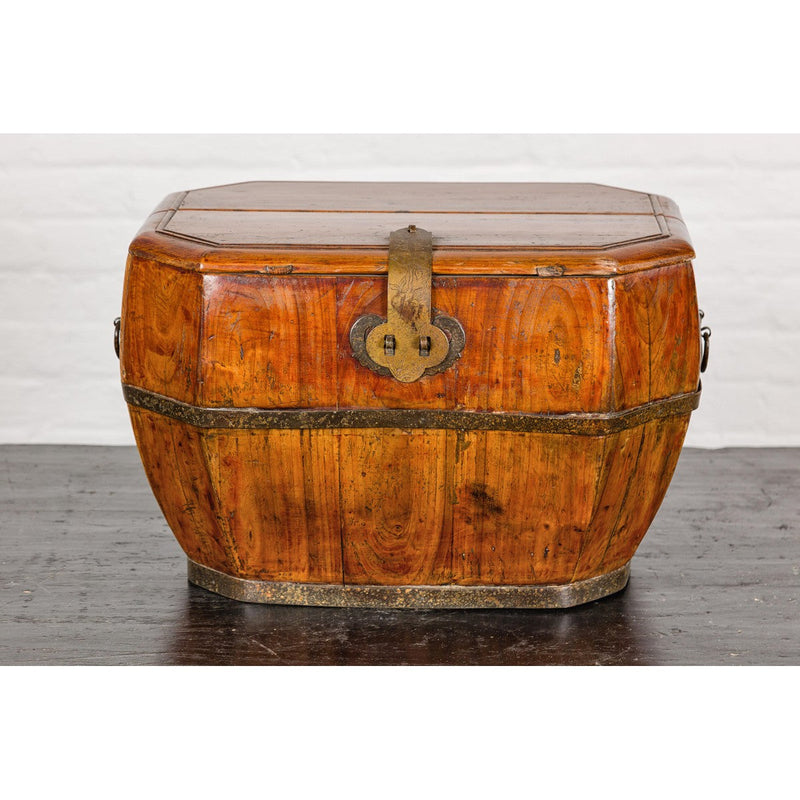 Wooden Box with Brass Lock and Removable Top-YN7931-4. Asian & Chinese Furniture, Art, Antiques, Vintage Home Décor for sale at FEA Home