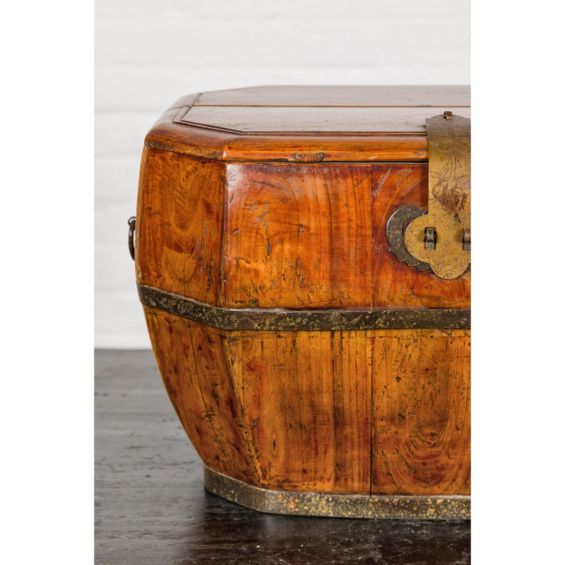 Wooden Box with Brass Lock and Removable Top-YN7931-7. Asian & Chinese Furniture, Art, Antiques, Vintage Home Décor for sale at FEA Home