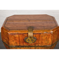 Wooden Box with Brass Lock and Removable Top