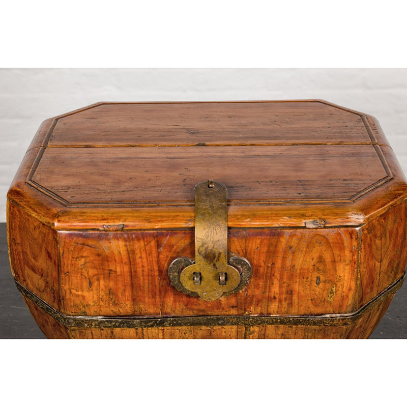 Wooden Box with Brass Lock and Removable Top-YN7931-9. Asian & Chinese Furniture, Art, Antiques, Vintage Home Décor for sale at FEA Home