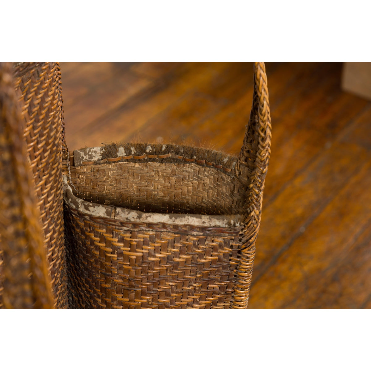 19th Century Tribal Handwoven Rattan Backpack with Inner Pockets-14. Asian & Chinese Furniture, Art, Antiques, Vintage Home Décor for sale at FEA Home