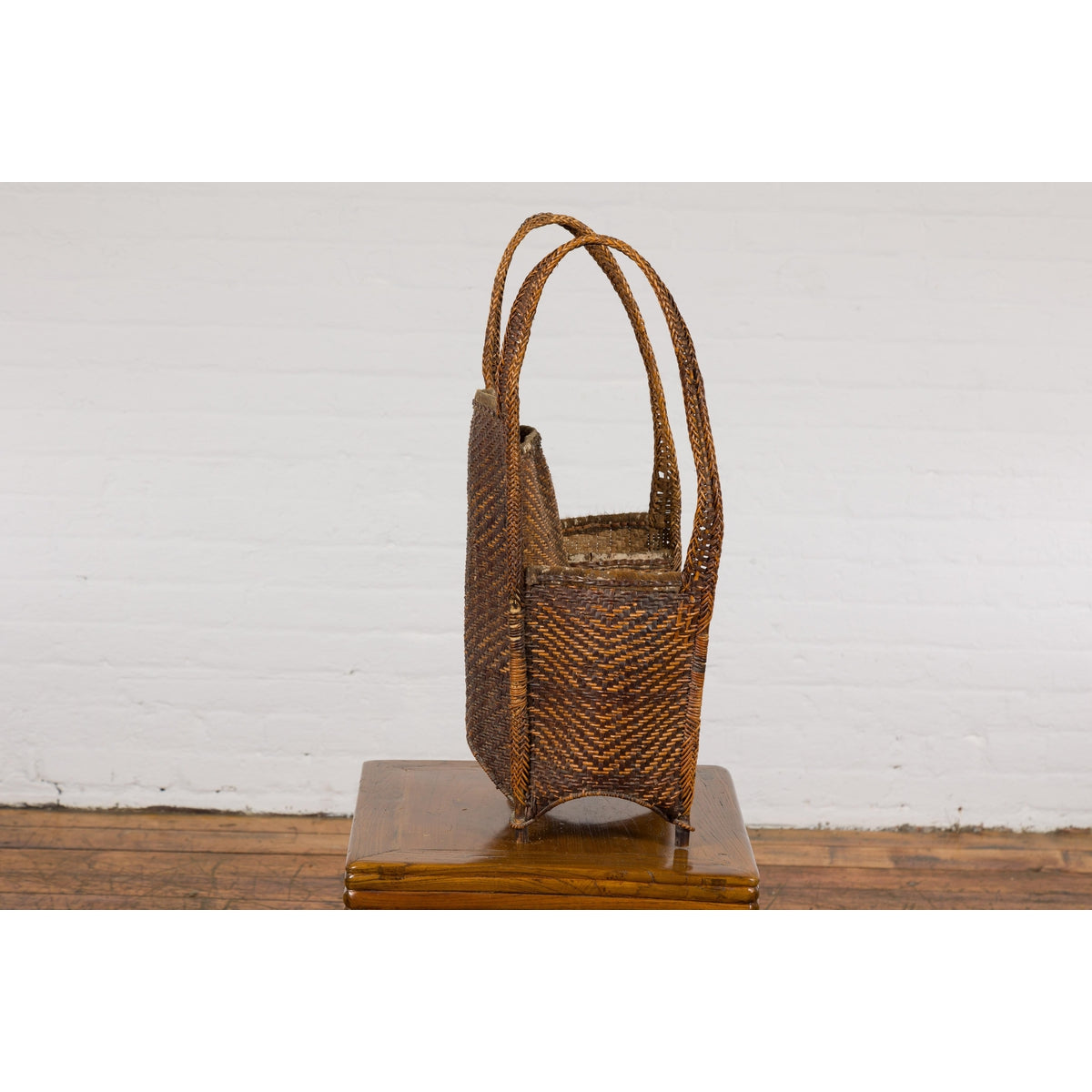 19th Century Tribal Handwoven Rattan Backpack with Inner Pockets-16. Asian & Chinese Furniture, Art, Antiques, Vintage Home Décor for sale at FEA Home