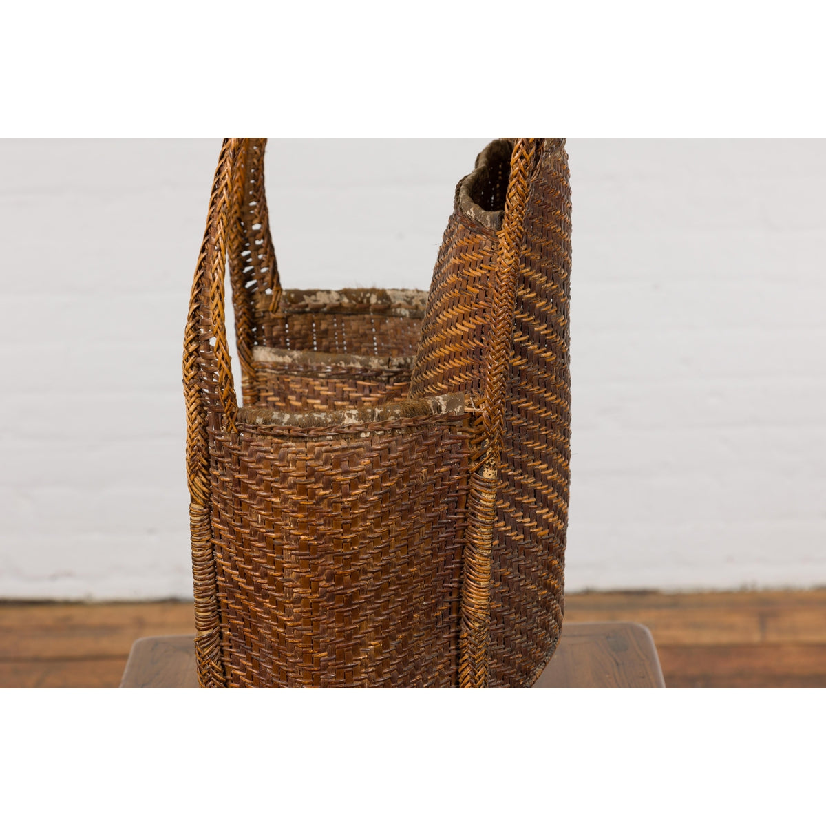 19th Century Tribal Handwoven Rattan Backpack with Inner Pockets-19. Asian & Chinese Furniture, Art, Antiques, Vintage Home Décor for sale at FEA Home