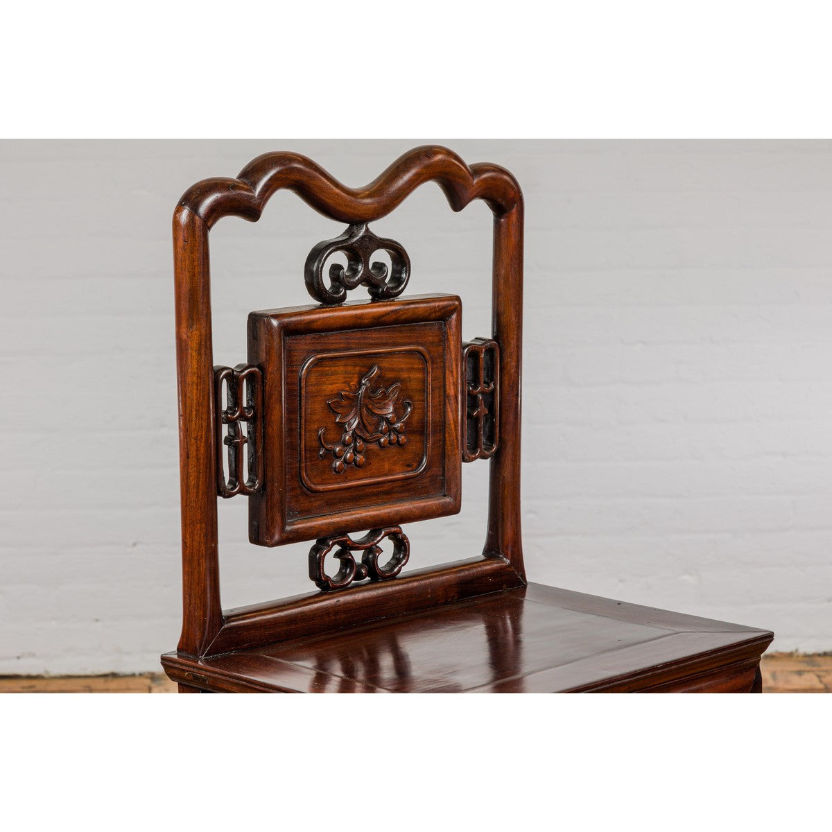 Qing Dynasty Period Rosewood Side Chair with Carved Splat and Grapevine Motif-11. Asian & Chinese Furniture, Art, Antiques, Vintage Home Décor for sale at FEA Home