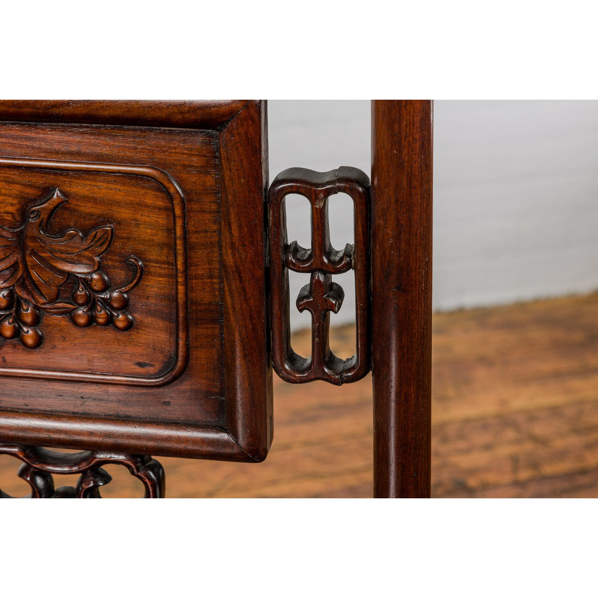 Qing Dynasty Period Rosewood Side Chair with Carved Splat and Grapevine Motif-16. Asian & Chinese Furniture, Art, Antiques, Vintage Home Décor for sale at FEA Home