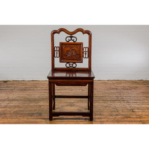 Qing Dynasty Period Rosewood Side Chair with Carved Splat and Grapevine Motif-YN7936-3. Asian & Chinese Furniture, Art, Antiques, Vintage Home Décor for sale at FEA Home