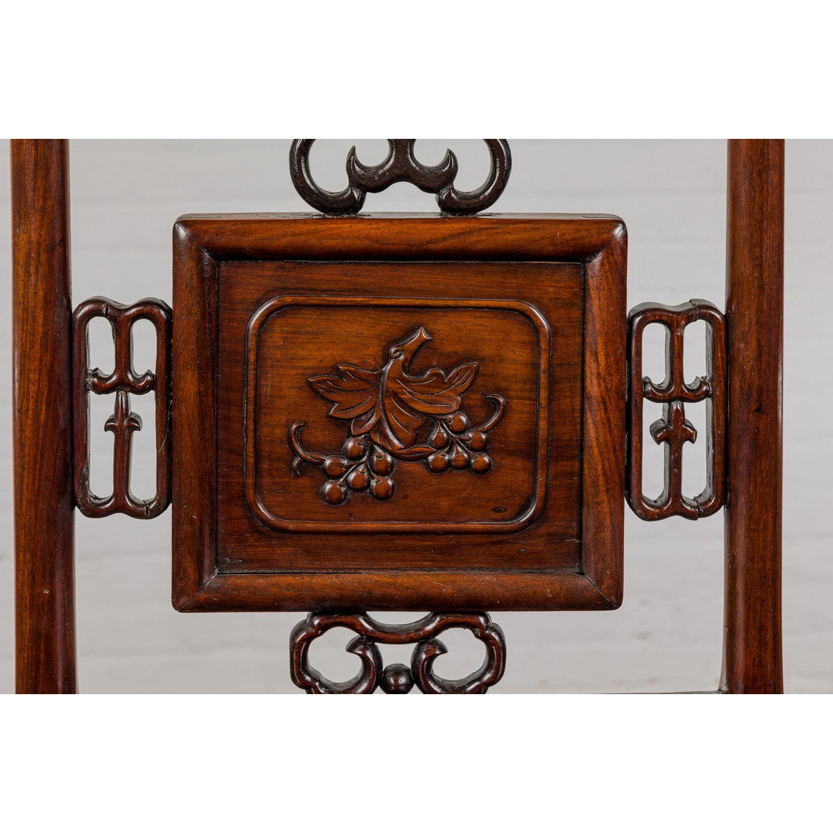 Qing Dynasty Period Rosewood Side Chair with Carved Splat and Grapevine Motif-6. Asian & Chinese Furniture, Art, Antiques, Vintage Home Décor for sale at FEA Home