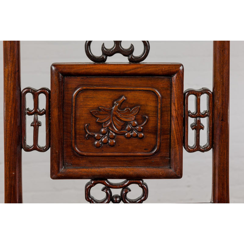 Qing Dynasty Period Rosewood Side Chair with Carved Splat and Grapevine Motif-YN7936-6. Asian & Chinese Furniture, Art, Antiques, Vintage Home Décor for sale at FEA Home
