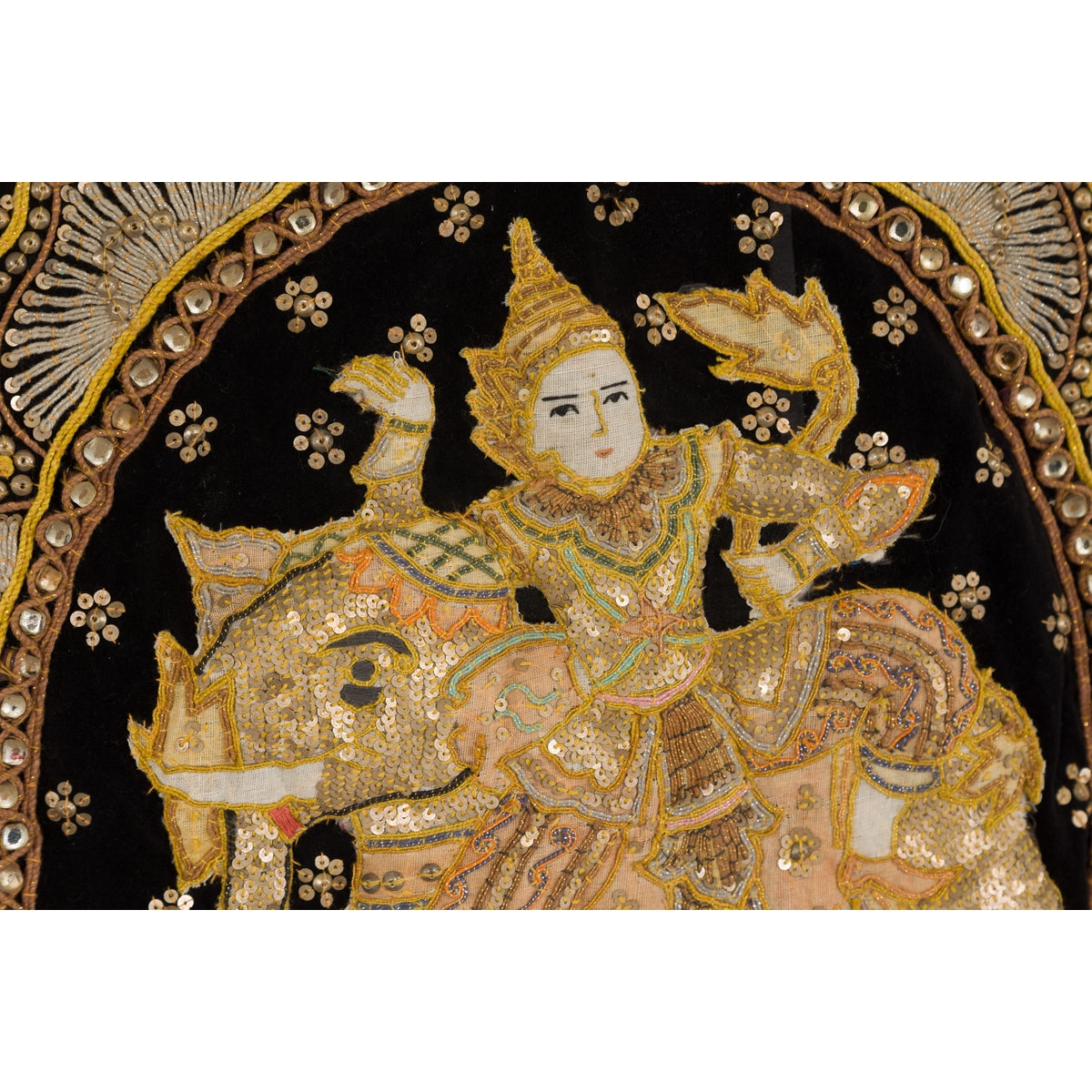 19th Century Kalaga Tapestry with Stones, Sequins and Pink Thread-12. Asian & Chinese Furniture, Art, Antiques, Vintage Home Décor for sale at FEA Home