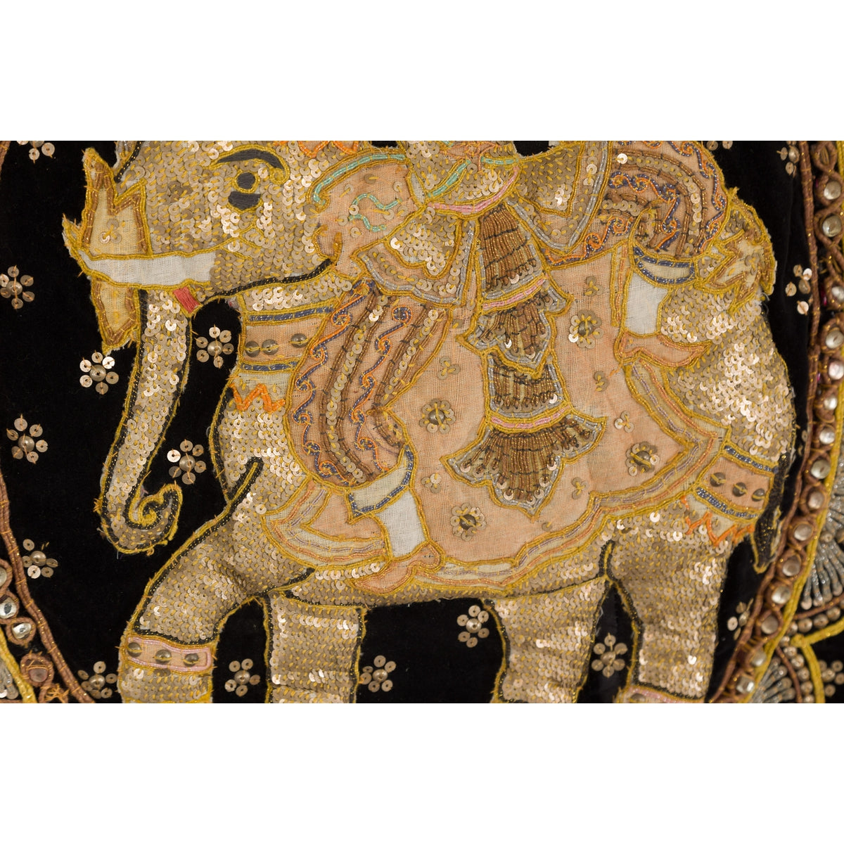 19th Century Kalaga Tapestry with Stones, Sequins and Pink Thread-13. Asian & Chinese Furniture, Art, Antiques, Vintage Home Décor for sale at FEA Home
