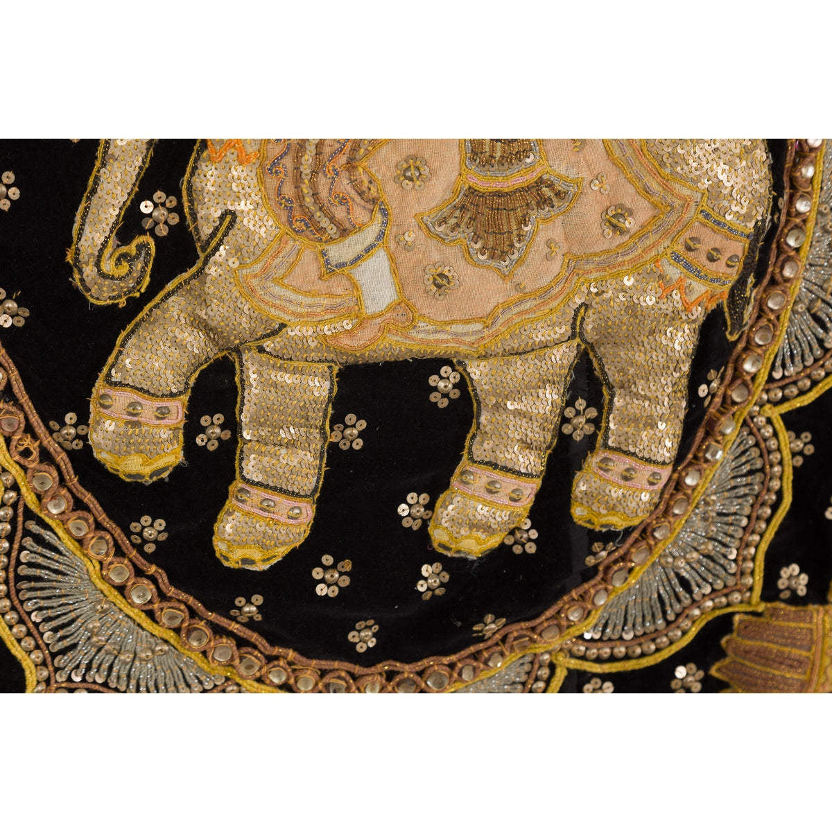 19th Century Kalaga Tapestry with Stones, Sequins and Pink Thread-14. Asian & Chinese Furniture, Art, Antiques, Vintage Home Décor for sale at FEA Home