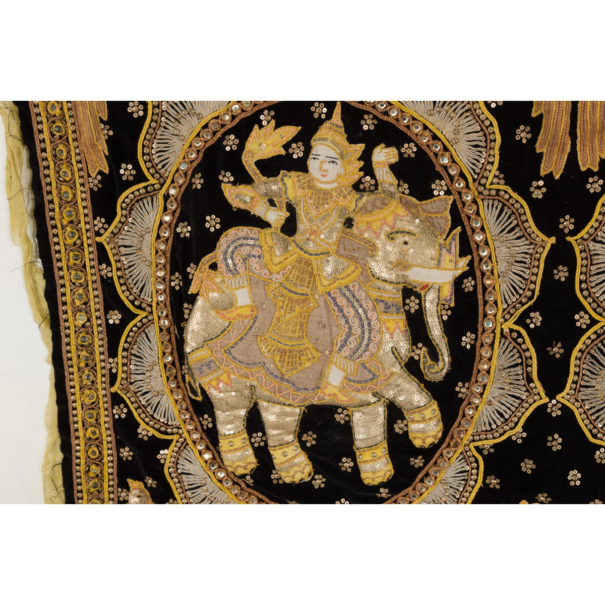 19th Century Kalaga Tapestry with Stones, Sequins and Pink Thread-6. Asian & Chinese Furniture, Art, Antiques, Vintage Home Décor for sale at FEA Home