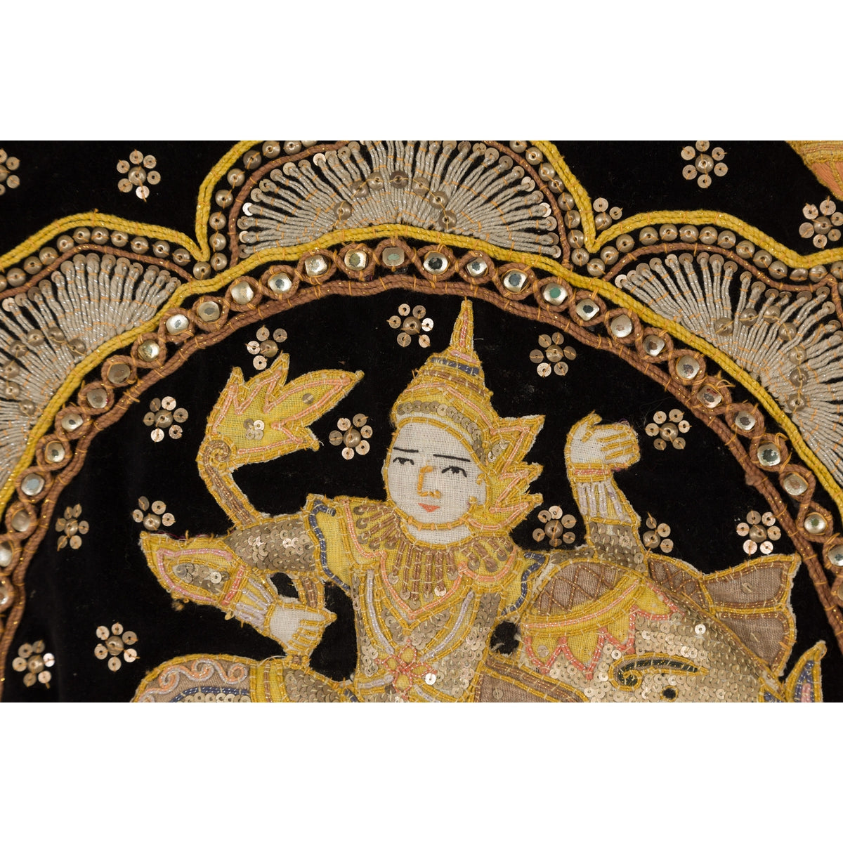 19th Century Kalaga Tapestry with Stones, Sequins and Pink Thread-8. Asian & Chinese Furniture, Art, Antiques, Vintage Home Décor for sale at FEA Home