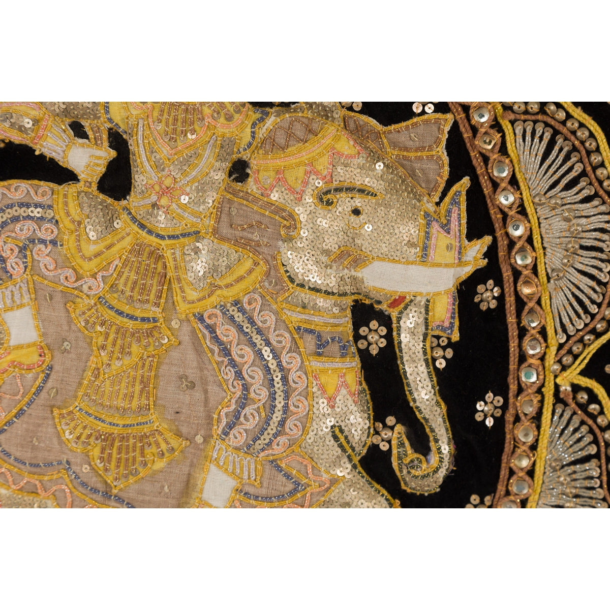 19th Century Kalaga Tapestry with Stones, Sequins and Pink Thread-9. Asian & Chinese Furniture, Art, Antiques, Vintage Home Décor for sale at FEA Home