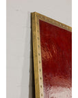 Red Lacquered Leather Four Panels with Brass Nailheads Accentuation, Vintage-12. Asian & Chinese Furniture, Art, Antiques, Vintage Home Décor for sale at FEA Home