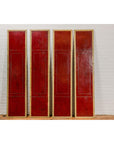 Red Lacquered Leather Four Panels with Brass Nailheads Accentuation, Vintage-2. Asian & Chinese Furniture, Art, Antiques, Vintage Home Décor for sale at FEA Home