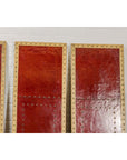 Red Lacquered Leather Four Panels with Brass Nailheads Accentuation, Vintage-5. Asian & Chinese Furniture, Art, Antiques, Vintage Home Décor for sale at FEA Home