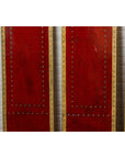 Red Lacquered Leather Four Panels with Brass Nailheads Accentuation, Vintage-6. Asian & Chinese Furniture, Art, Antiques, Vintage Home Décor for sale at FEA Home