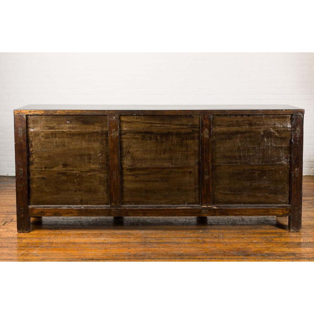 Low Yellow and Black Cabinet with Three Door Paintings-19. Asian & Chinese Furniture, Art, Antiques, Vintage Home Décor for sale at FEA Home