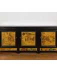 Low Yellow and Black Cabinet with Three Door Paintings-2. Asian & Chinese Furniture, Art, Antiques, Vintage Home Décor for sale at FEA Home