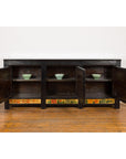 Low Yellow and Black Cabinet with Three Door Paintings-4. Asian & Chinese Furniture, Art, Antiques, Vintage Home Décor for sale at FEA Home