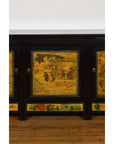 Low Yellow and Black Cabinet with Three Door Paintings-6. Asian & Chinese Furniture, Art, Antiques, Vintage Home Décor for sale at FEA Home