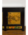 Low Yellow and Black Cabinet with Three Door Paintings-7. Asian & Chinese Furniture, Art, Antiques, Vintage Home Décor for sale at FEA Home