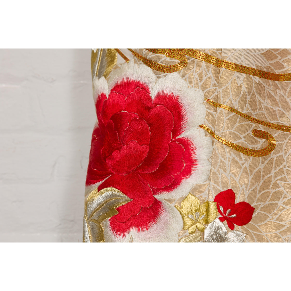 Vintage Silk Kimono with Gold, Silver and Red Embroidery-10. Asian & Chinese Furniture, Art, Antiques, Vintage Home Décor for sale at FEA Home